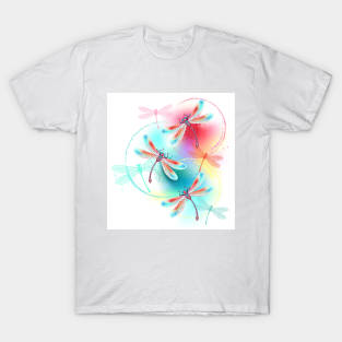 Red dragonflies on watercolor T-Shirt